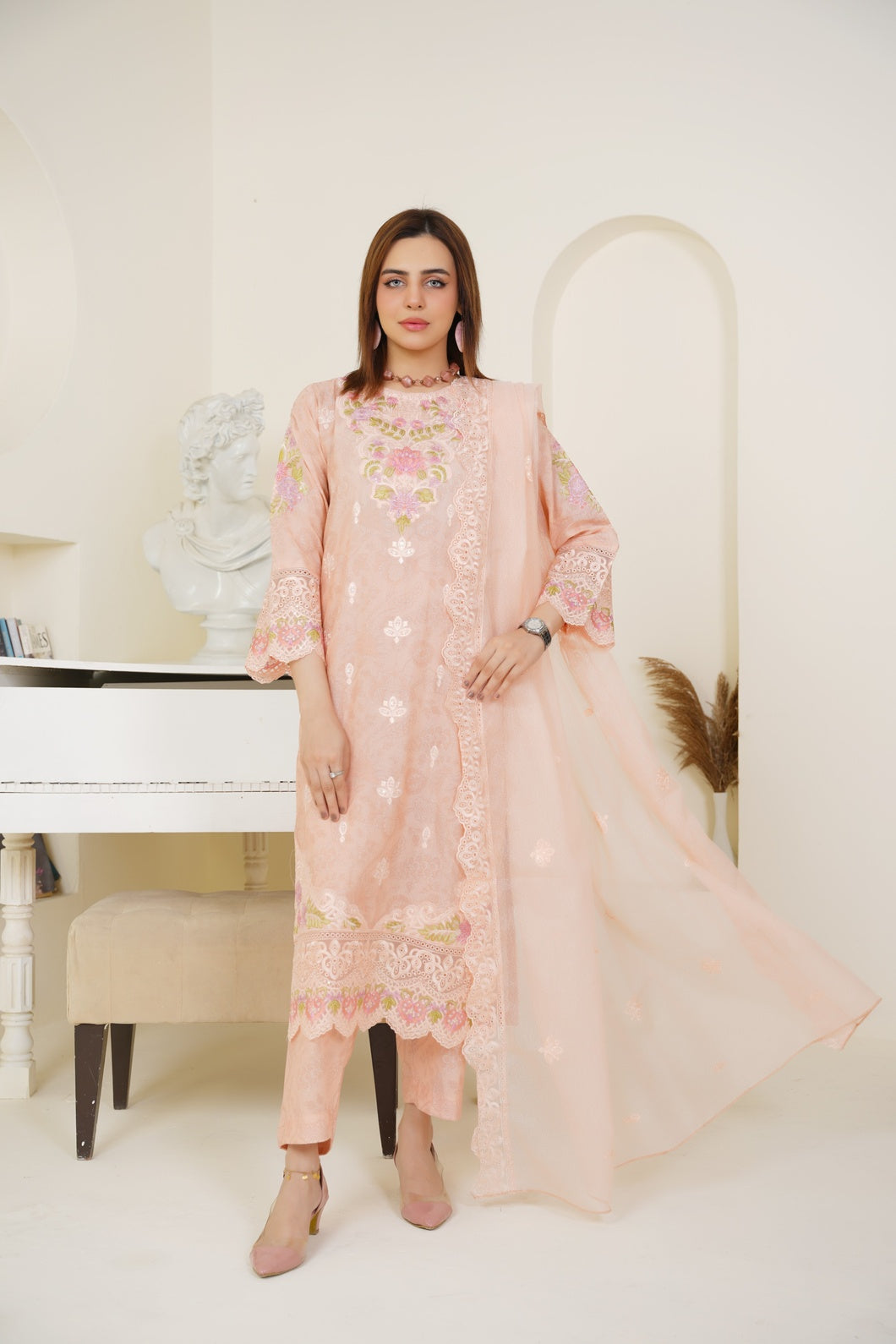 Rose Mist Embroidered 3-Piece Suit ( Winter Stuff )
