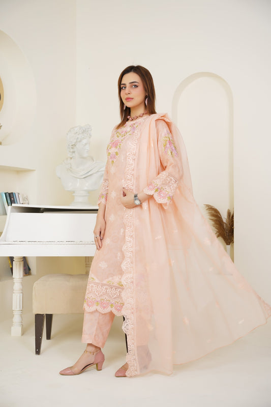 Rose Mist Embroidered 3-Piece Suit ( Winter Stuff )