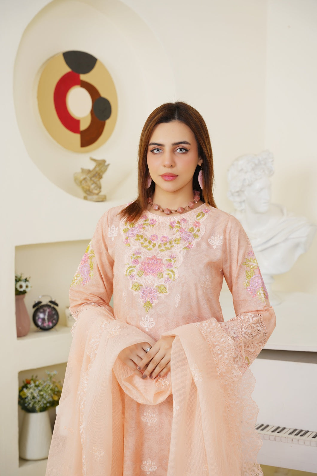 Rose Mist Embroidered 3-Piece Suit ( Winter Stuff )