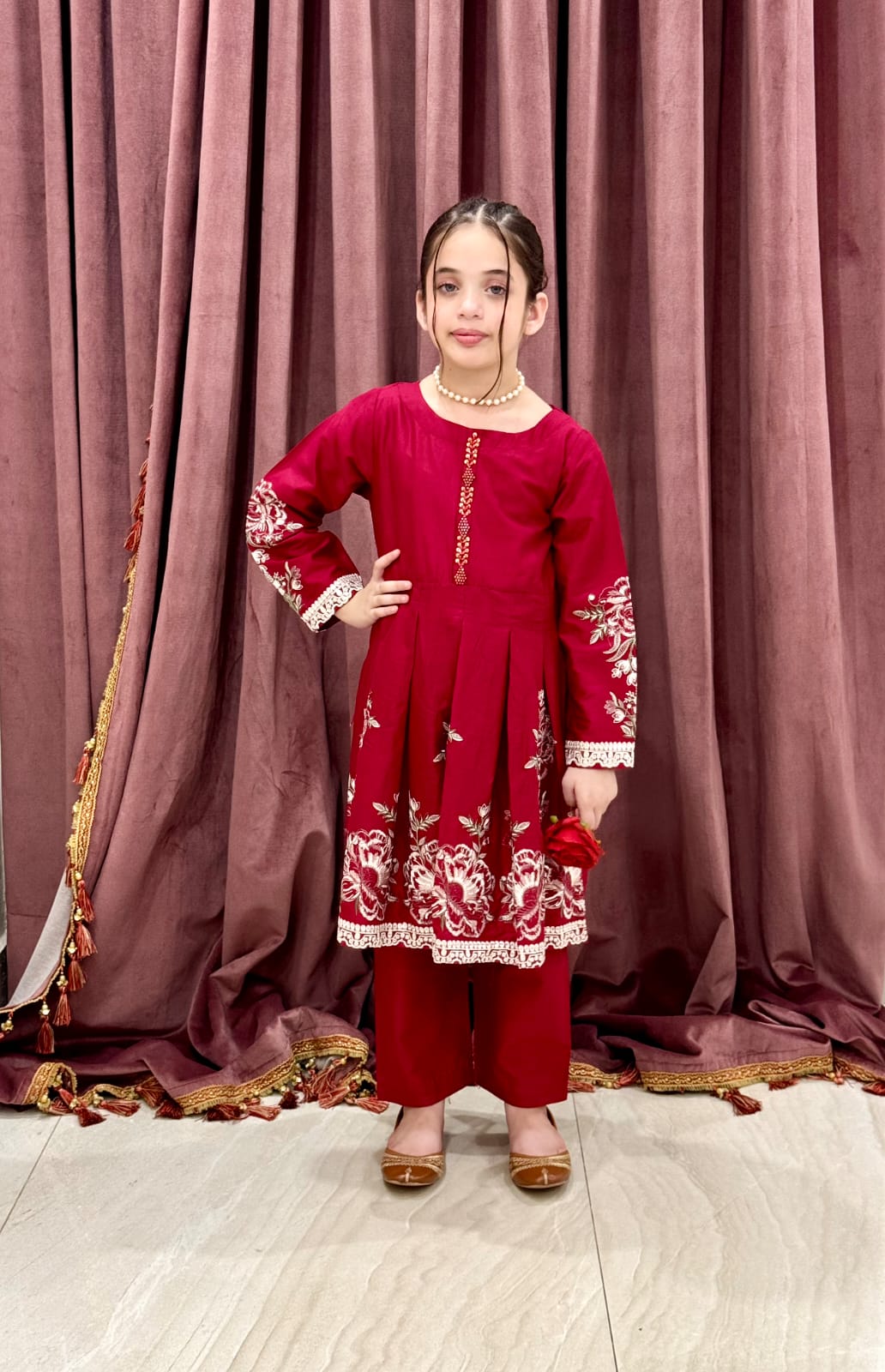 Red Twinkle 02-PC Embroidered