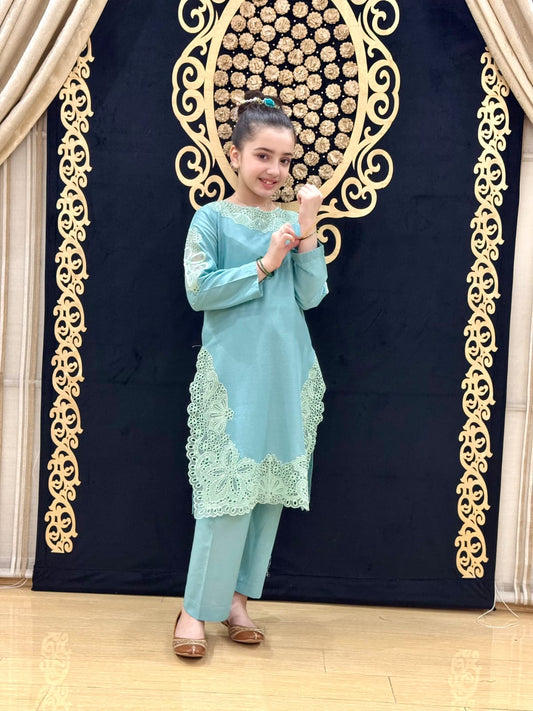 Rosy Sky-Blue 02-PC Embroidered