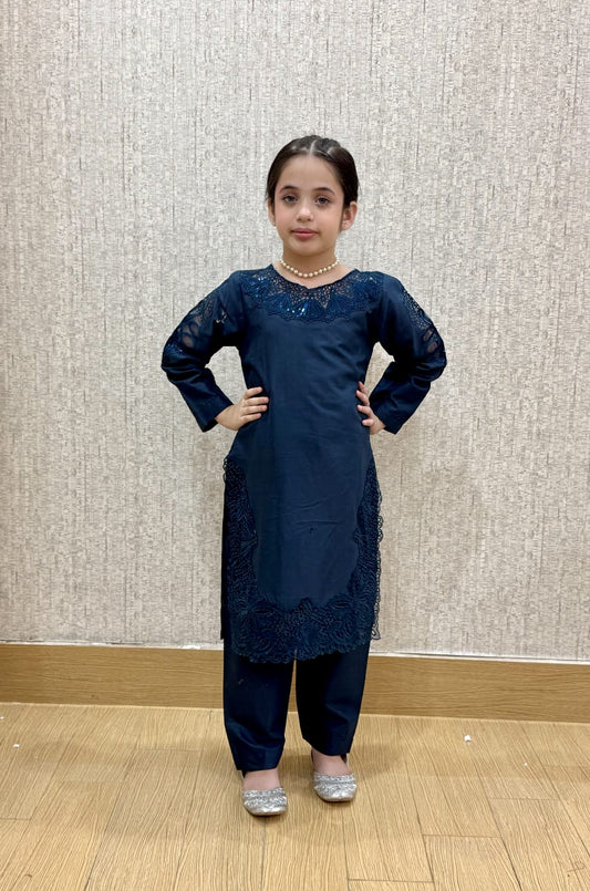 Rosy Neavy-Blue 02-PC Embroidered