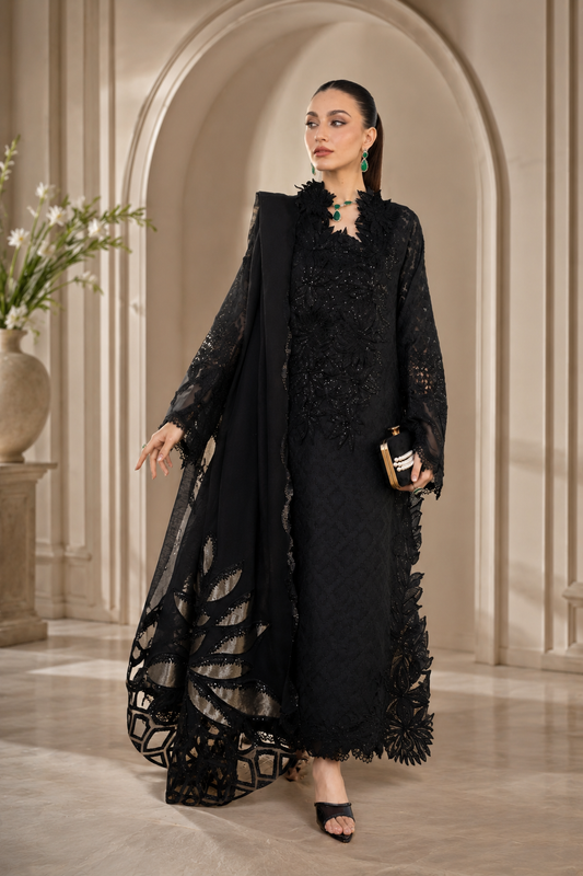 Black Sapphire 3 Piece Embroidered