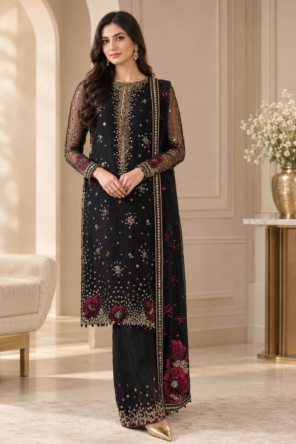 Shab-e-Zar 3 Piece Embroidered