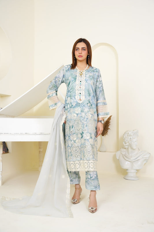 Ice Berg Embroidered 3-Piece Suit ( Winter Stuff )