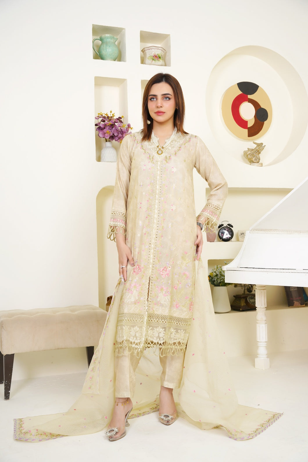 Crystal  Embroidered 3-Piece Suit ( Winter Stuff )