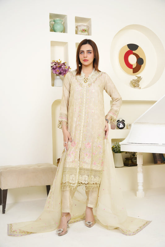 Crystal  Embroidered 3-Piece Suit ( Winter Stuff )