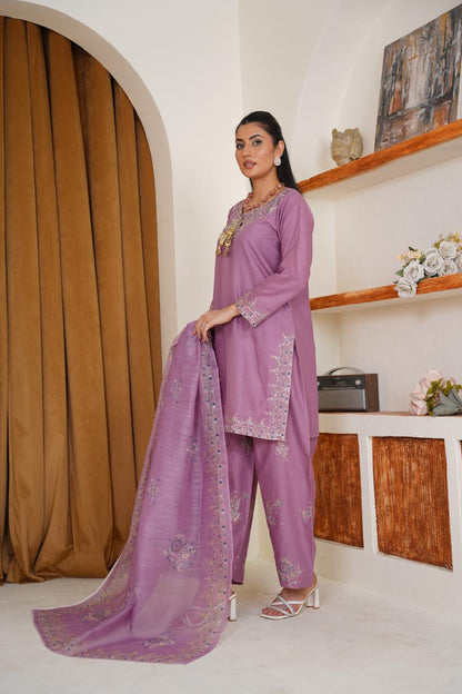Midnight Orchid  03 PC  Embroidered