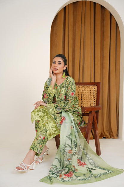 Leafy Luxe  03 PC  Embroidered