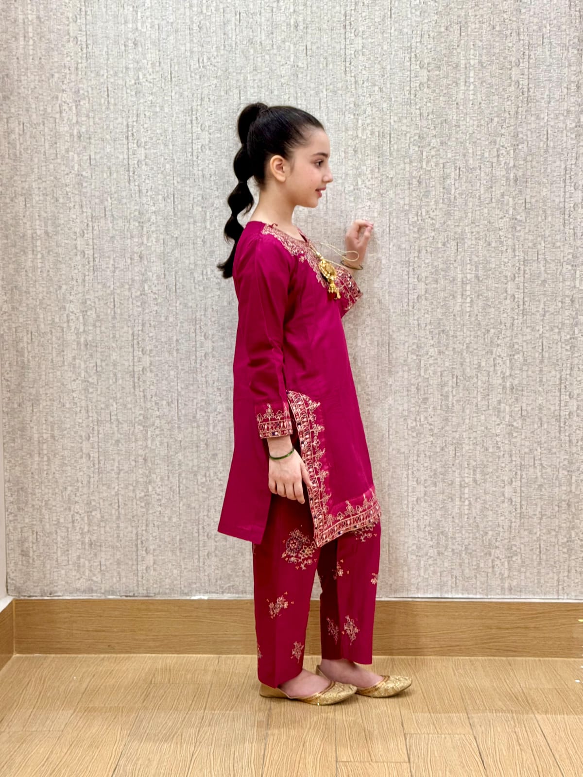 Maroon Petal  02 PC  Embroidered