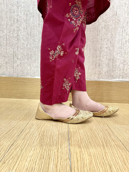 Maroon Petal  02 PC  Embroidered