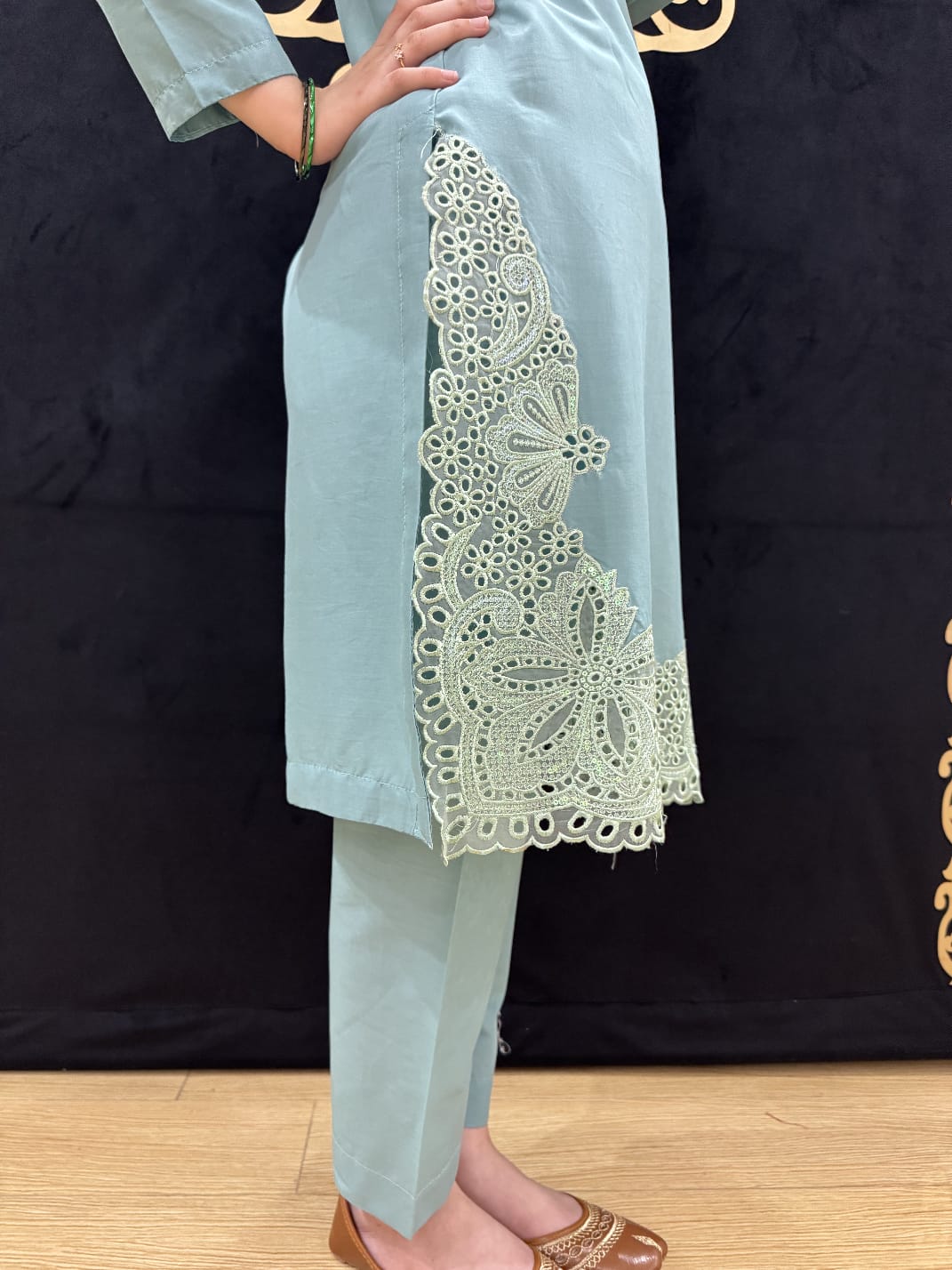 Rosy Sky-Blue 02-PC Embroidered