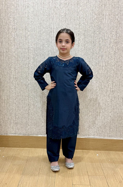 Rosy Neavy-Blue 02-PC Embroidered