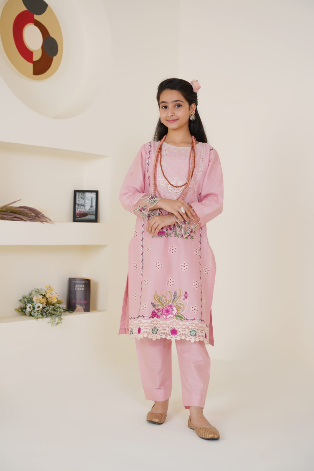 Pink Pearl  02 PC  Embroidered