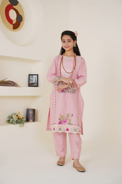 Pink Pearl  02 PC  Embroidered