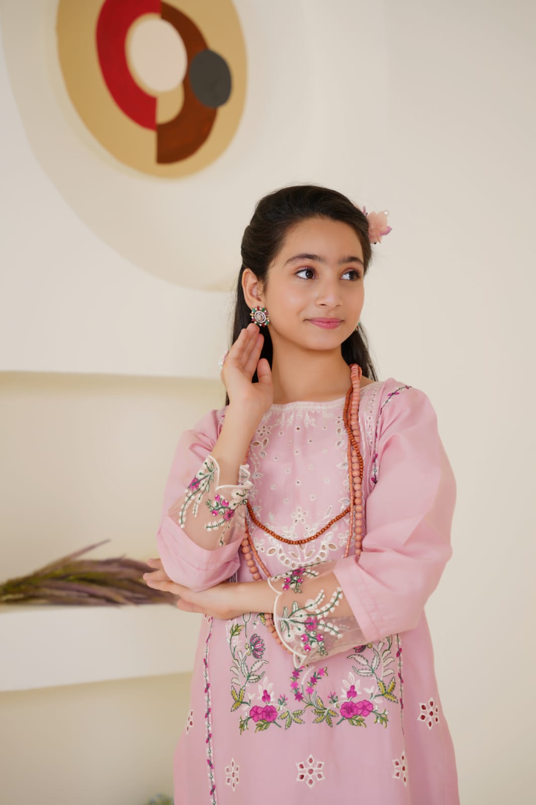 Pink Pearl  02 PC  Embroidered