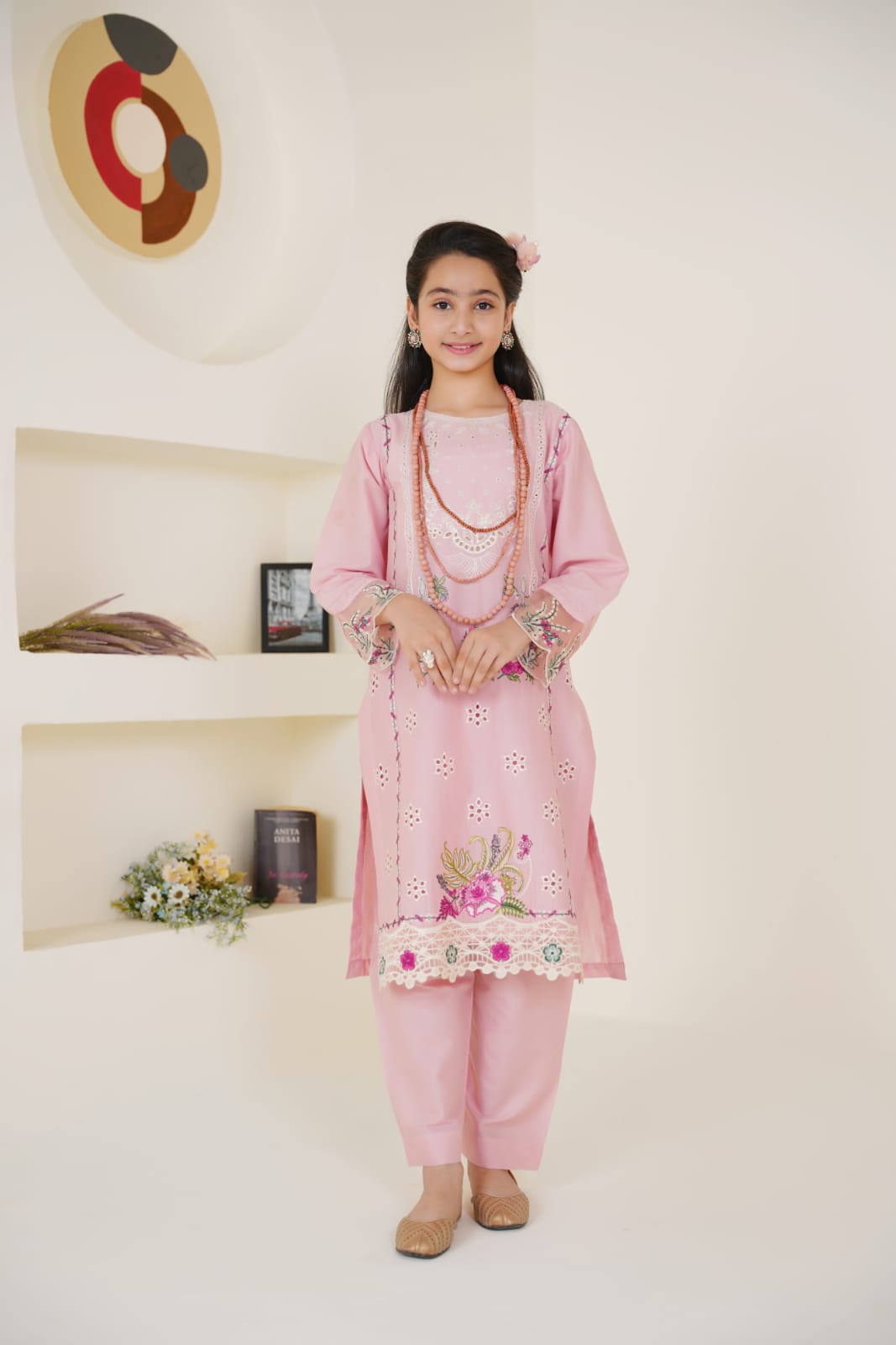 Pink Pearl  02 PC  Embroidered