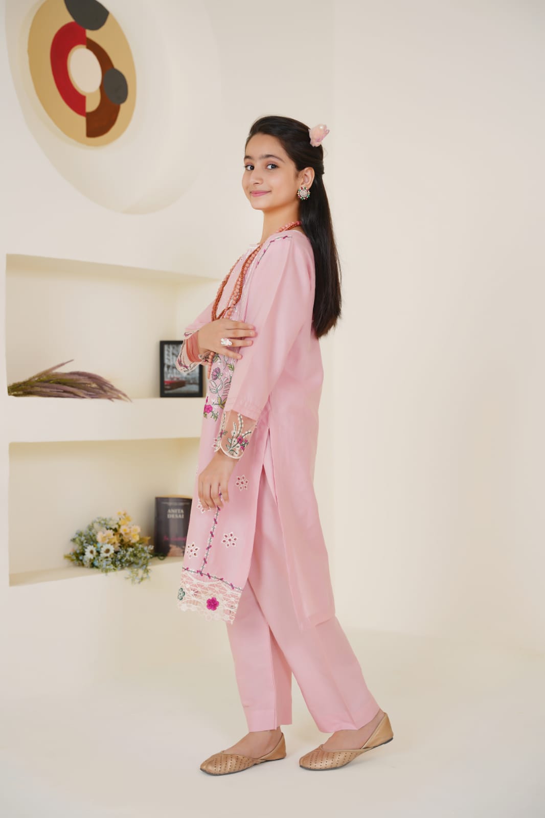 Pink Pearl  02 PC  Embroidered