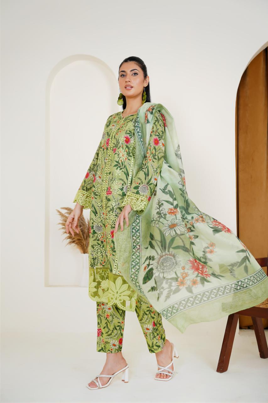 Leafy Luxe  03 PC  Embroidered