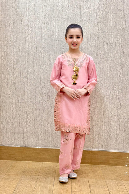 Pink Petal  02 PC  Embroidered