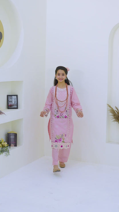 Pink Pearl  02 PC  Embroidered